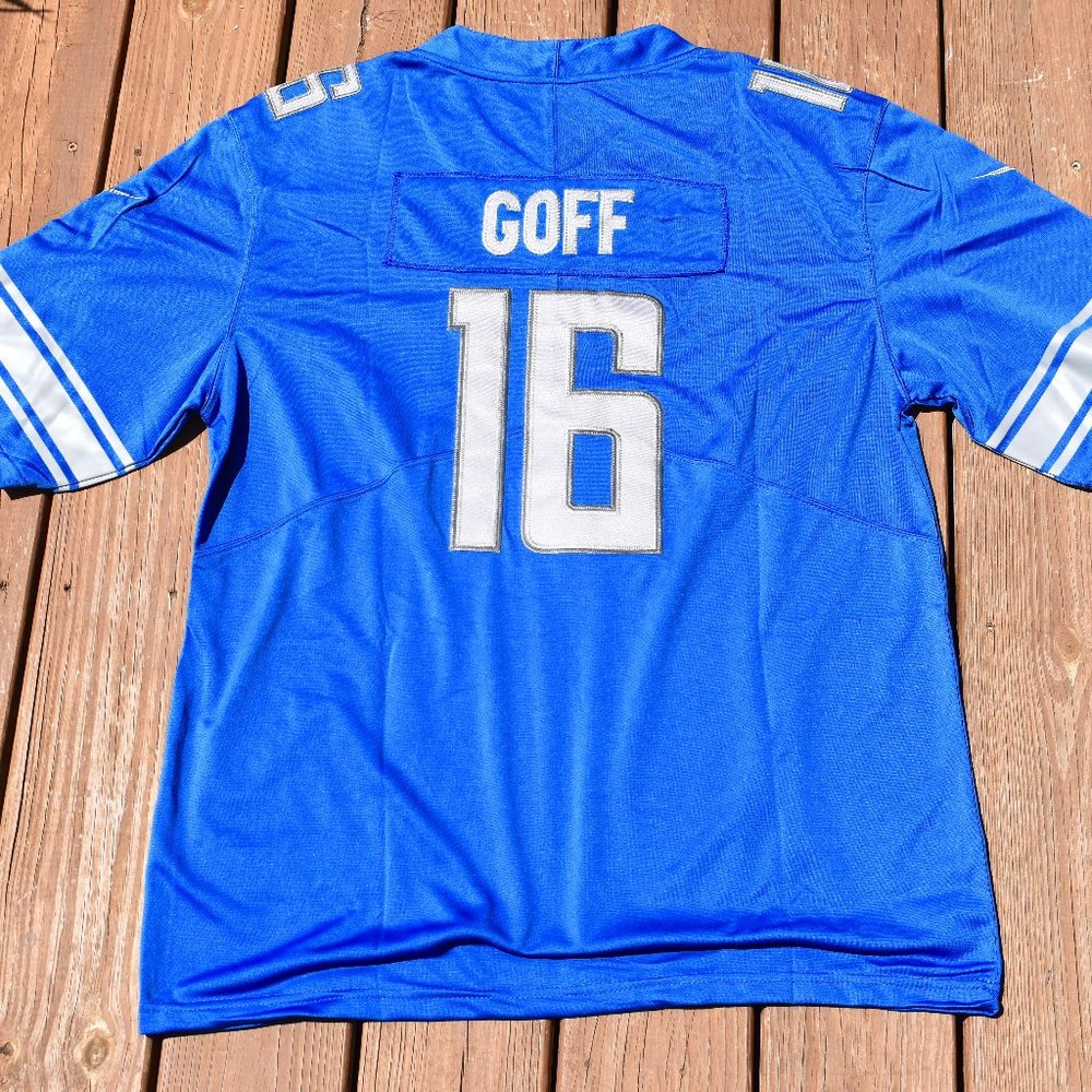 New!! Jared Goff Detroit Lions Blue Football Jersey Adult Men's Sizes